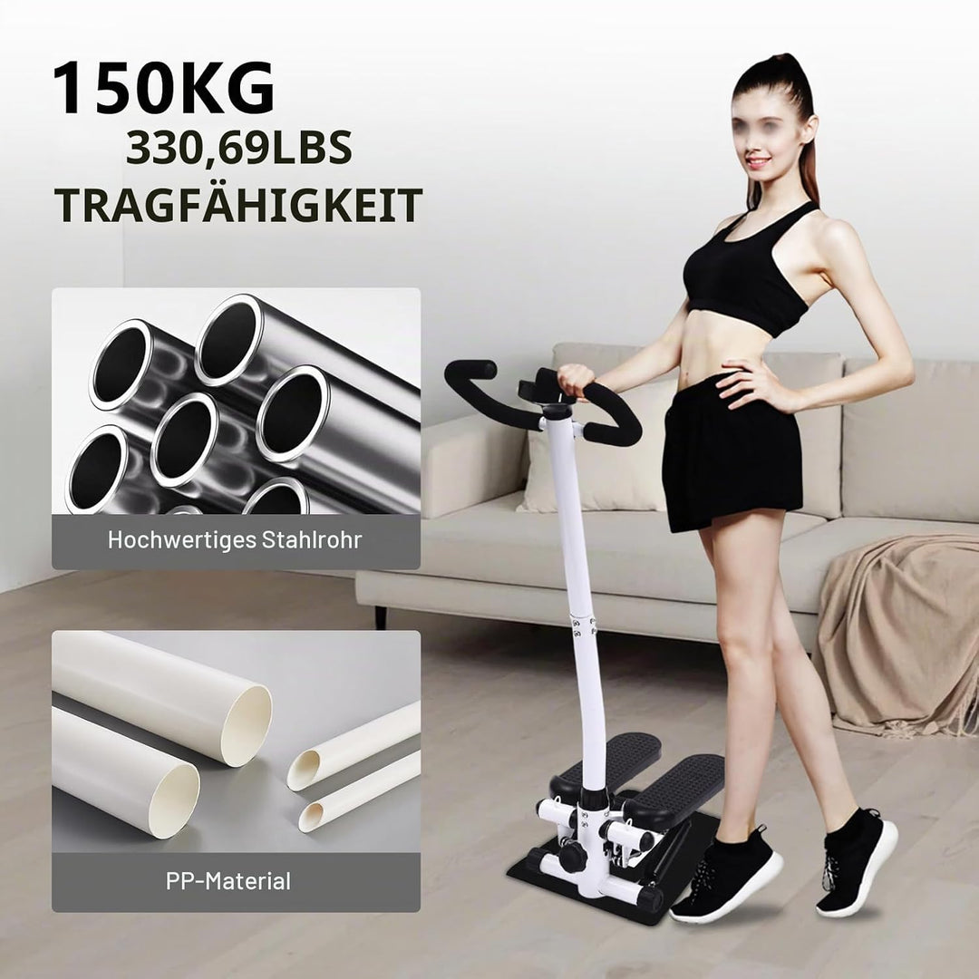 Fitness Stepper, HöHenverstellbar üBung Stepping Machine Mit Lenker,Zuhause Treppensteiger Fitnessge