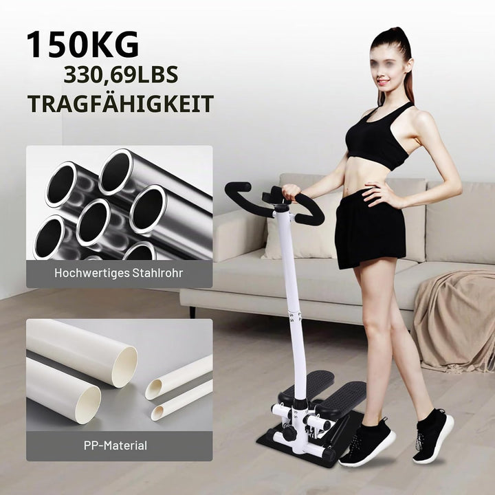 Fitness Stepper, HöHenverstellbar üBung Stepping Machine Mit Lenker,Zuhause Treppensteiger Fitnessge