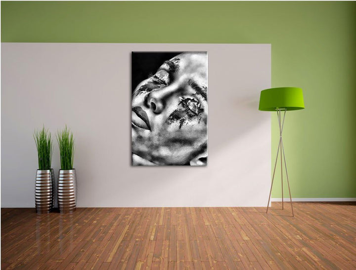 Pixxprint Dark Rotes Auge als Leinwandbild/Grösse: 100x70 / Wandbild/Kunstdruck/fertig bespannt, 100