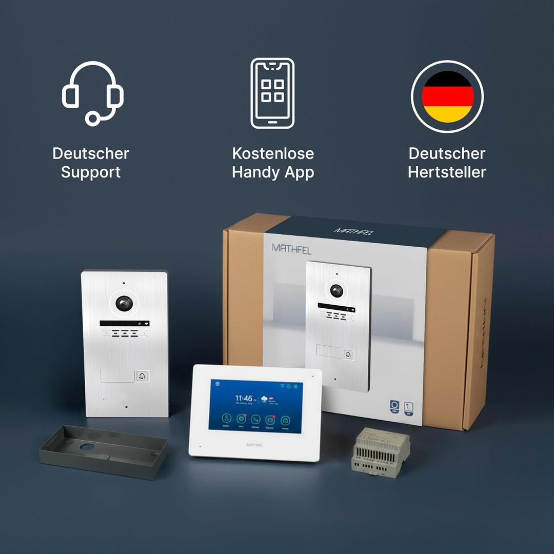 Mathfel 2-Draht Video Türsprechanlage mit Gesichtserkennung – WLAN Monitor, 2MP HD Kamera, 170° Weit
