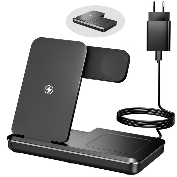3 In 1 Ladestation für Apple Watch und iPhone, Faltbar 15W Schnelles Apple Ladestation Ladegerät für