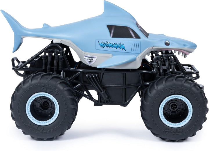 Monster Jam, Megalodon RC, Ferngesteuerter Truck im Megalodon Hai-Design, für drinnen und draussen,