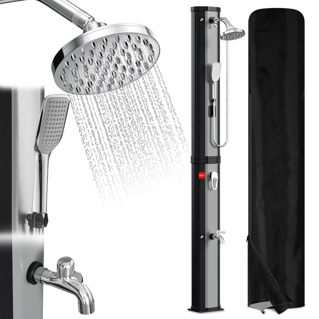 Solardusche 60L Solar Gartendusche warmes Wasser Bis Zu 60°C Ohne Stromanschluss mit Handbrause und