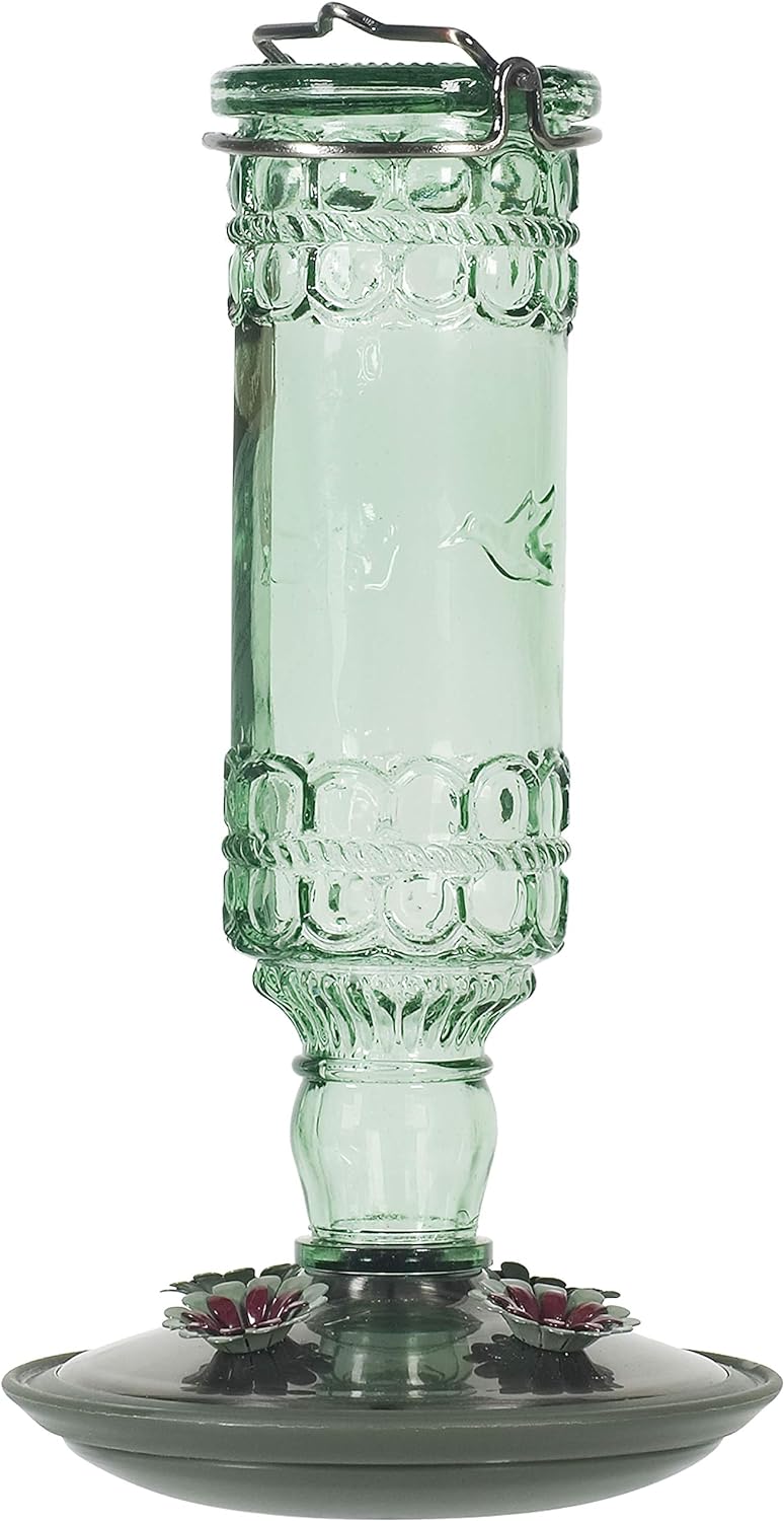 Perky-Pet 8108-1SR Antike Glasflasche Kolibri-Futterstation – Outdoor-Gartendekoration – 284 ml Gree