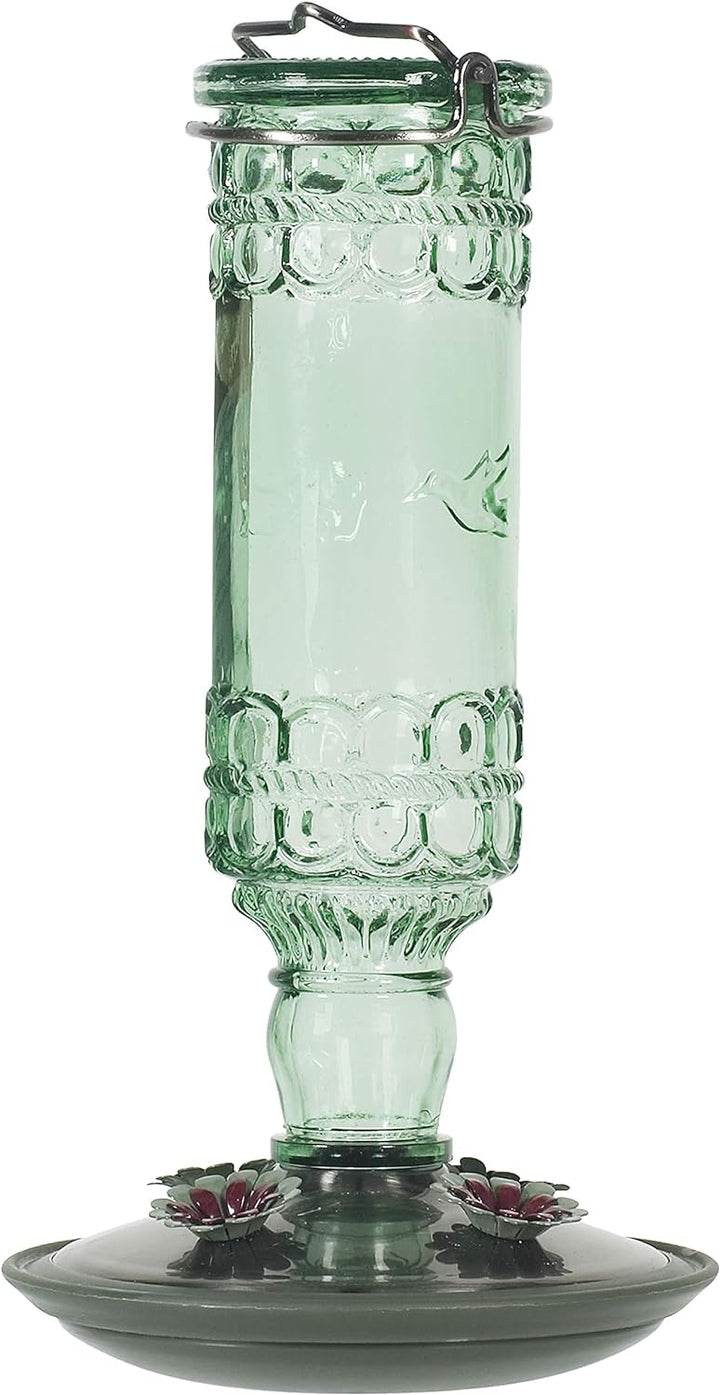 Perky-Pet 8108-1SR Antike Glasflasche Kolibri-Futterstation – Outdoor-Gartendekoration – 284 ml Gree