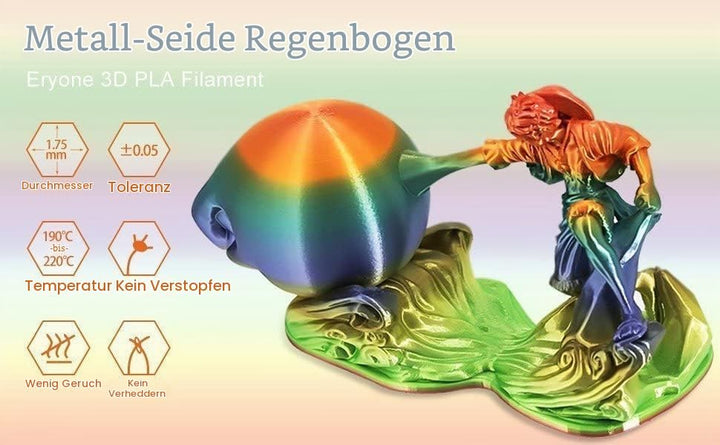 ERYONE Silk Rainobw PLA Filament PLA 1.75mm, 3D-Drucker Silk PLA Filament,+/- 0,03 mm, 1kg/Spule, Me