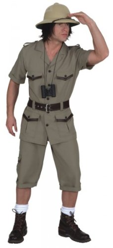 Safarianzug : Oberteil, Hose und Gürtel, Erwachsenen-Grösse:50/52 50-52, 50-52