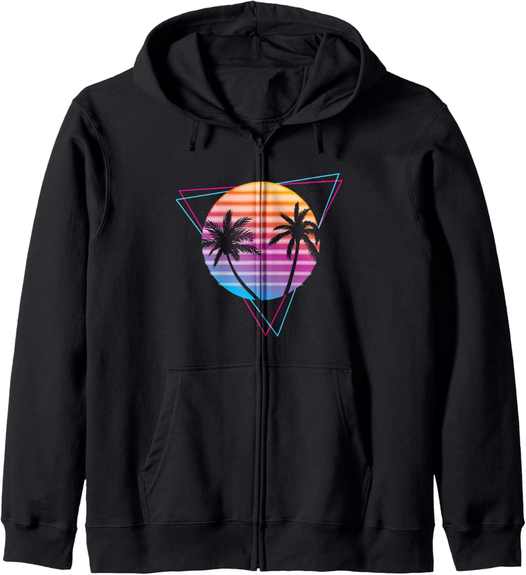 Palm Sunset 80er Jahre Vibe Retrowave Synthwave Ästhetik Kapuzenjacke