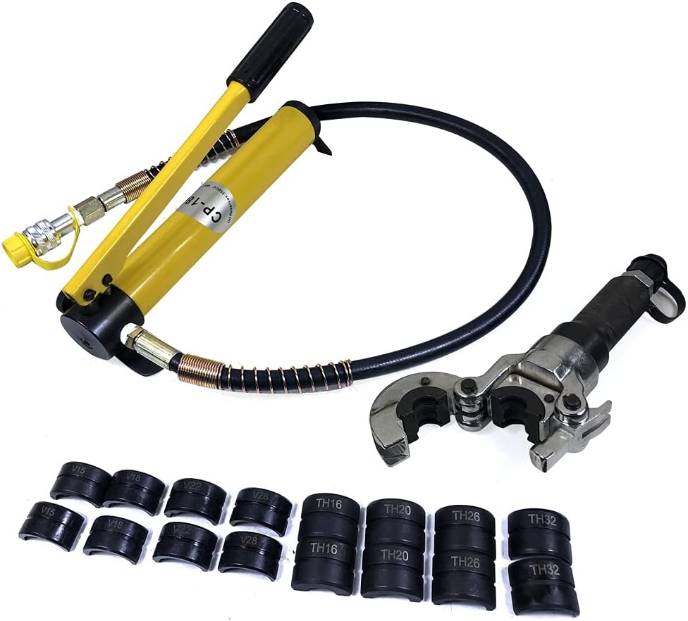 Hydraulische Presszangen 6T - 360° drehbarer Kopf - Kupferrohr Crimpwerkzeug mit 9 Matrizen - Leicht