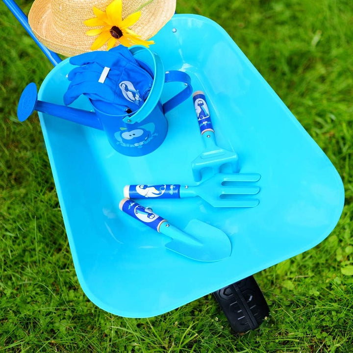 Colwelt Kinder Schubkarre Set Metall, 5-teilig, Metall Kinderschubkarre für den Garten mit Schaufel,