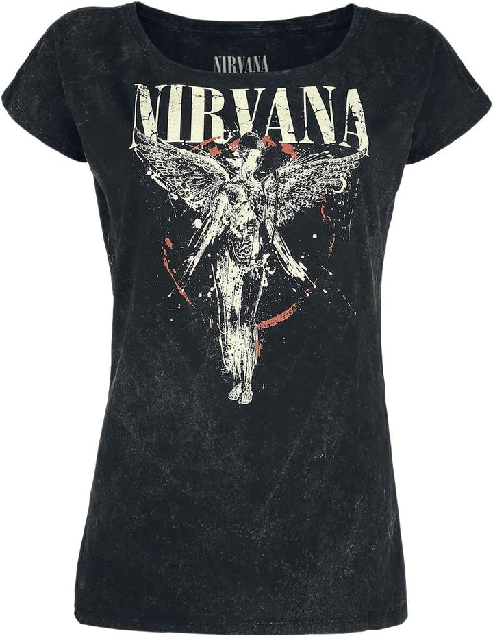 Nirvana Angel Frauen T-Shirt Charcoal Band-Merch, Bands L Charcoal, L Charcoal