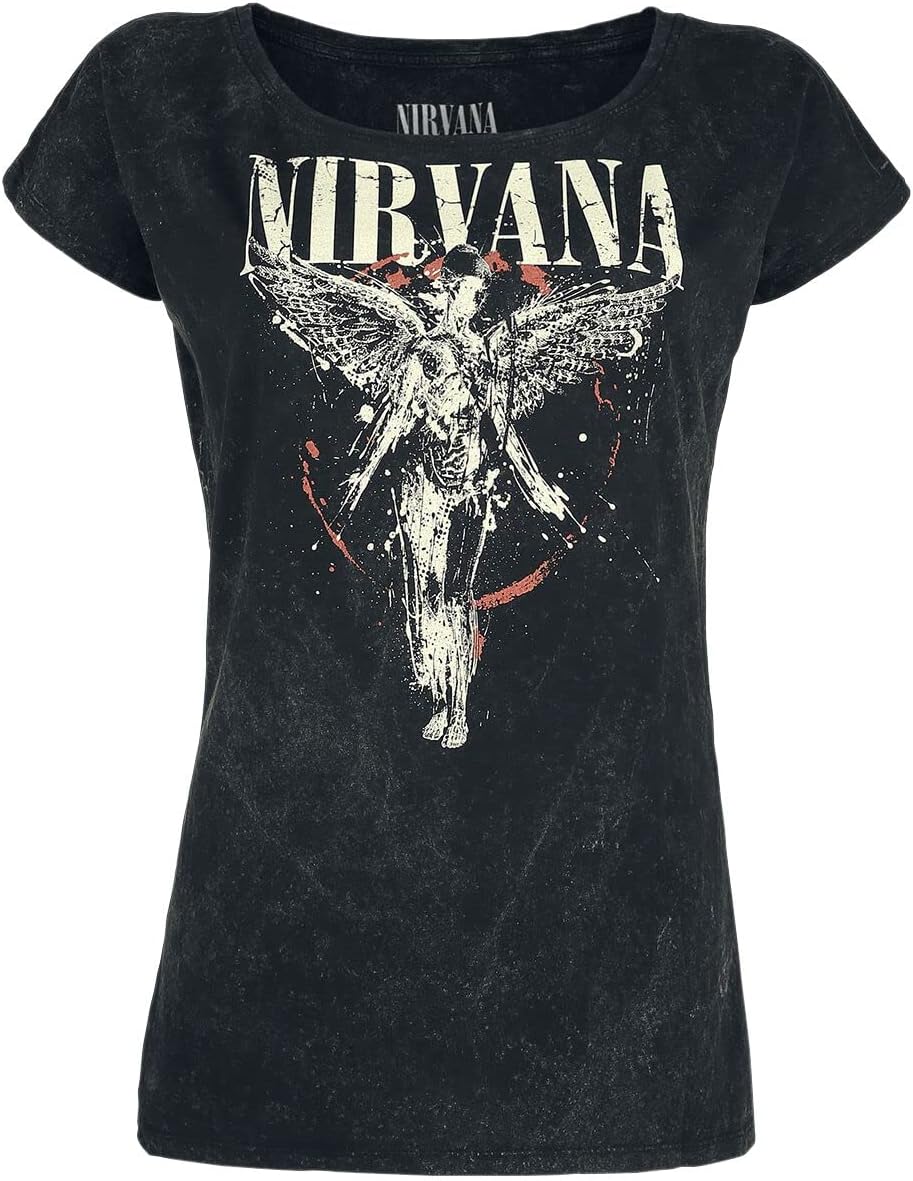 Nirvana Angel Frauen T-Shirt Charcoal Band-Merch, Bands XXL Charcoal, XXL Charcoal