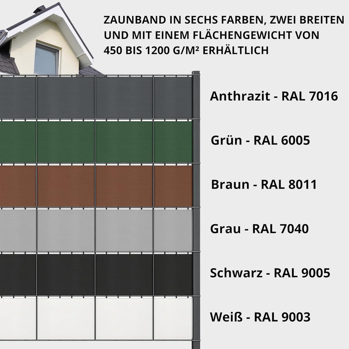 WDB - Sichtschutzstreifen für Doppelstabmatten Sichtschutz Zaun - 4,75 cm x 50 m - Hart PP Windschut