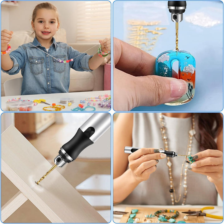 Mini Handbohrer Elektrisch, 3 Gang Mini Handbohrer Elektrisch, DIY Mini Bohrer, Mit 10 Bohrern, Wied