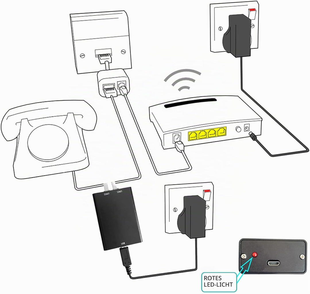 Telefonrecorder mit Integriertem 32-GB-Speicher, Automatisches Mini-Telefonaufzeichnungsgerät für Al