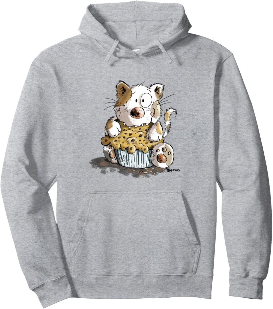 Süsse Katze Geniesst Leckeren Muffin Für Backfans Katzenfreund Pullover Hoodie