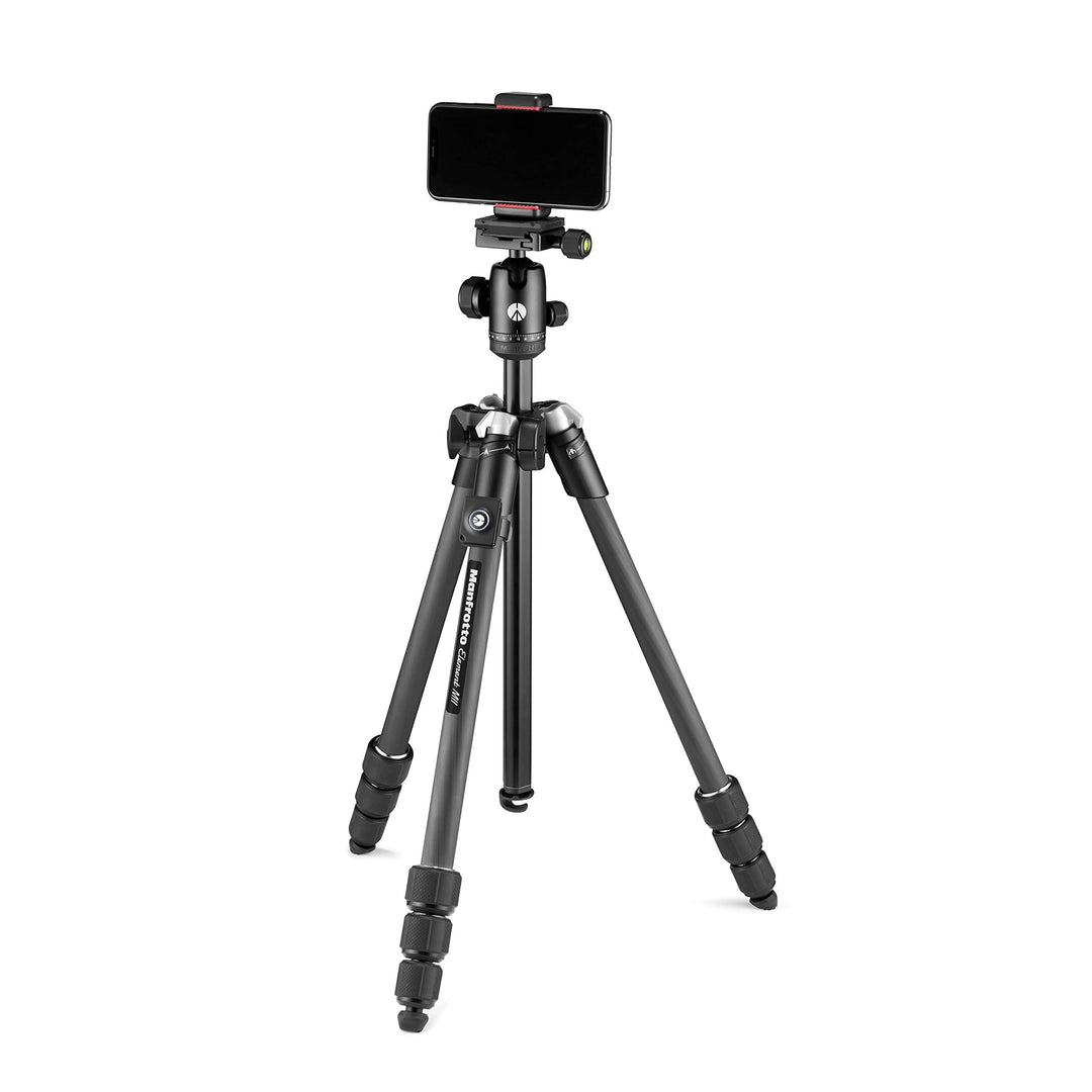 Manfrotto Element MII Kamera- und Handystativ, Carbon Reisestativ mit Kugelkopf und Bluetooth, für S