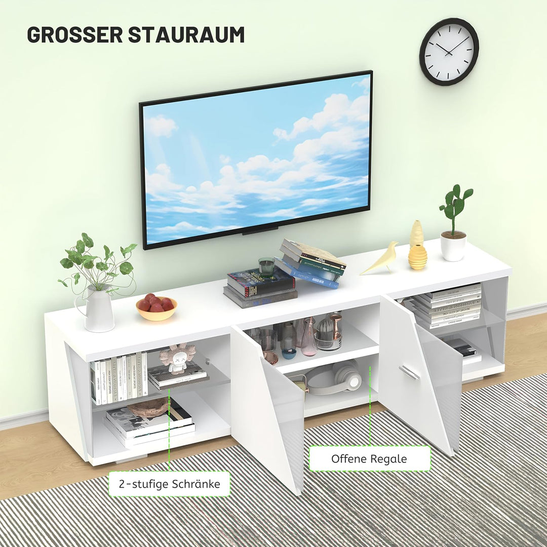 LED TV Schrank mit Beleuchtung LED TV-Ständer mit Aufbewahrung, Regal für Wohnzimmer Farben RGB Fern