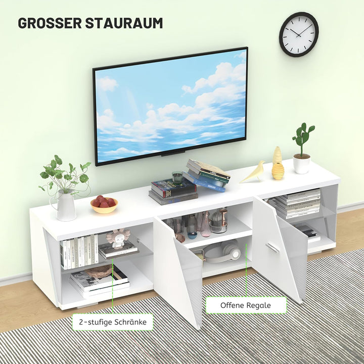 LED TV Schrank mit Beleuchtung LED TV-Ständer mit Aufbewahrung, Regal für Wohnzimmer Farben RGB Fern