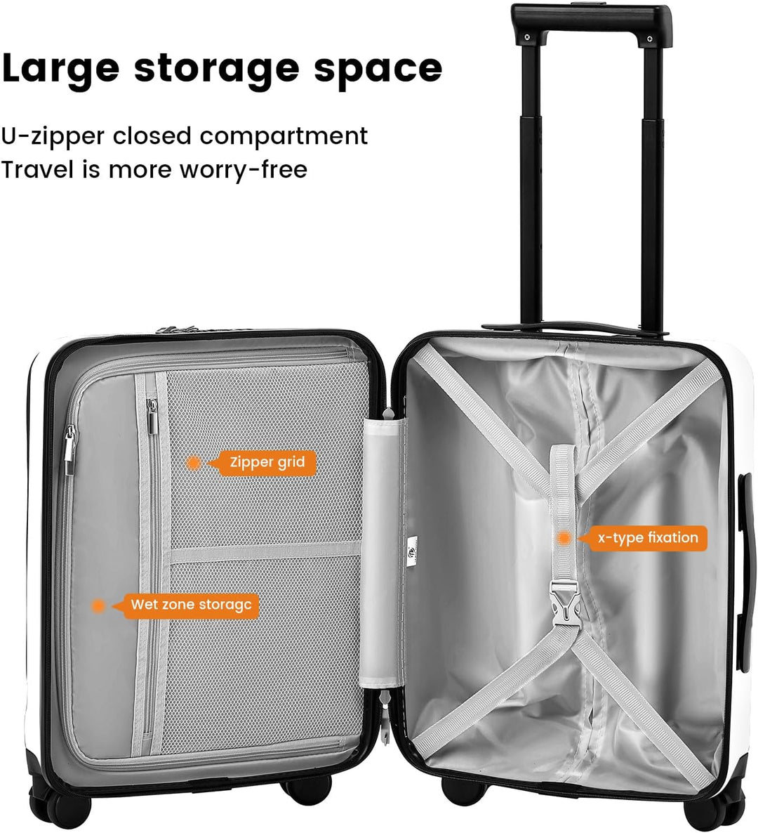 Handgepäckkoffer 20 Zoll mit Laptopfach, Leichte Koffer Hartschale und TSA-Schloss, Kabinengepäck mi