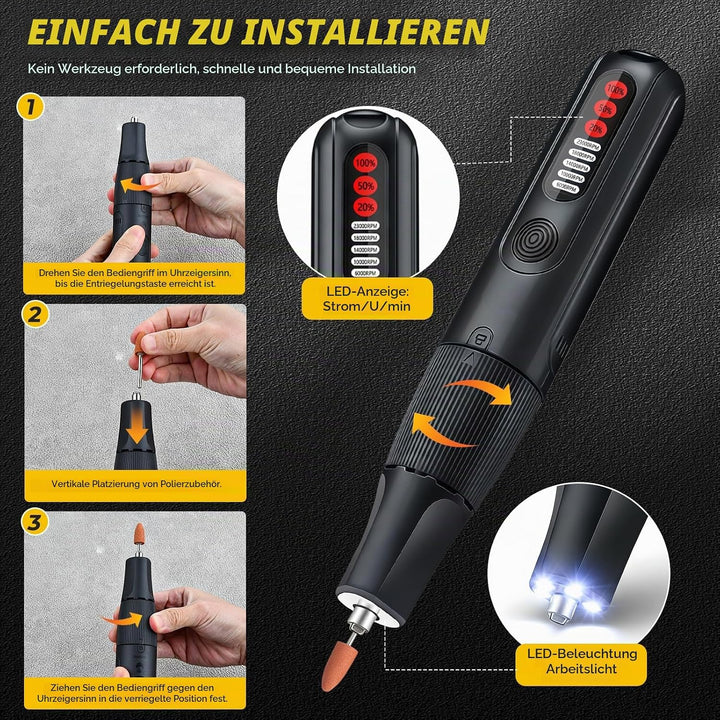 Multifunktionswerkzeug Akku mit 61 Zubehörteile, 8V Rotationswerkzeug, 5 Variable Drehzahl, 23000 U/