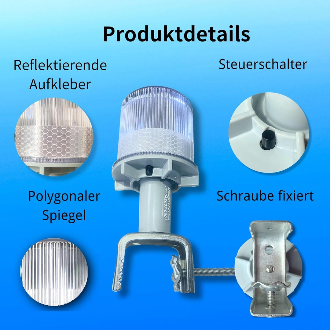 Cloud Fire Solare Navigationslicht für Boote， Ankerlicht Boot 3 Beleuchtungsmodi, 360°Signalleuchten