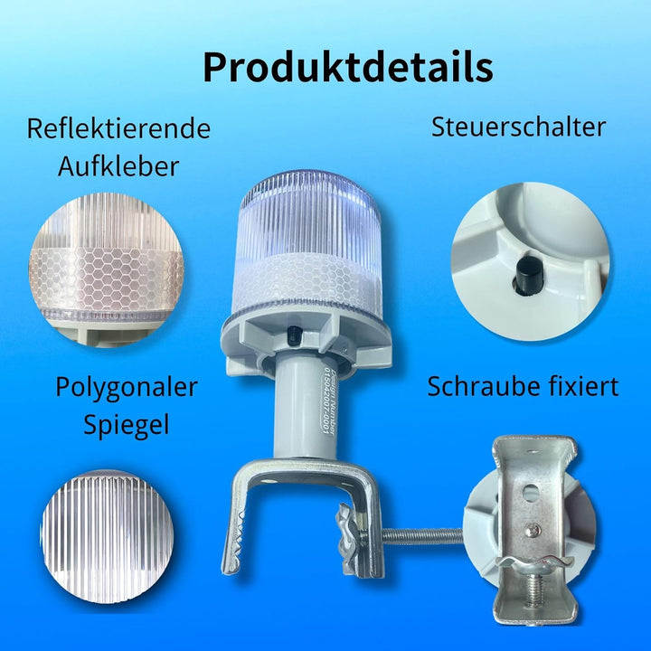 Cloud Fire Solare Navigationslicht für Boote， Ankerlicht Boot 3 Beleuchtungsmodi, 360°Signalleuchten