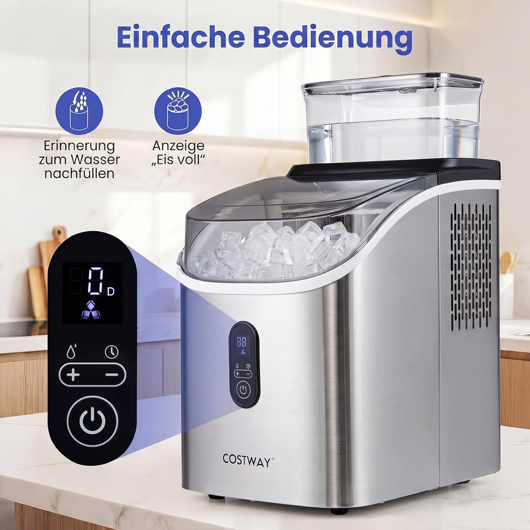 COSTWAY 1,5L Eiswürfelmaschine, Ice Maker 15kg in 24H | Eismaschine 16 Eiswürfel in 13min, Eiswürfel