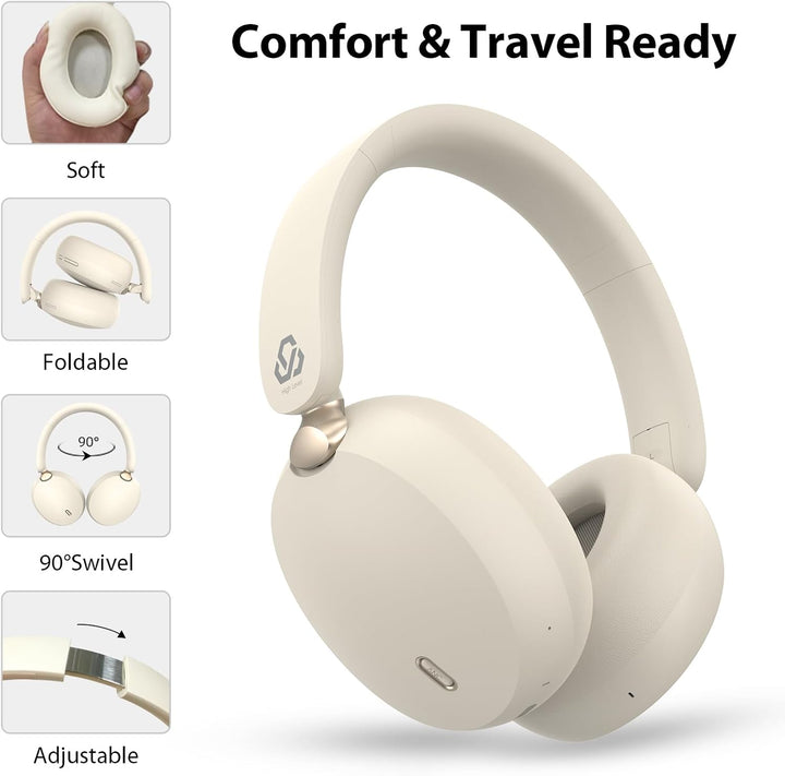 Bluetooth Kopfhörer Over Ear mit Hybrid Active Noise Cancelling, Mikrofon, Hi-Res Audio & Bässen, 65