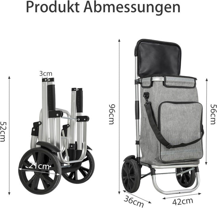 Einkaufstrolley Klappbar 3-in-1 mit 43L Kapazität Faltbarer Einkaufsroller Sackkarre Treppensteiger
