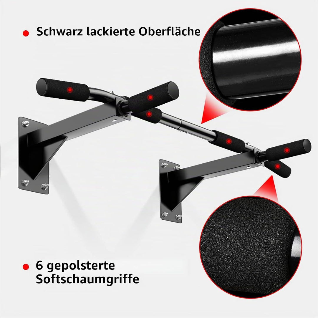 Wandmontage Fitness Klimmzugstange, Wandmontiert Pull Up Bar mit Rutschfeste Griffe, Wandhalterung K