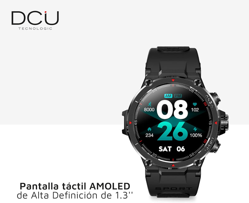 DCU Tecnologic | GPS Smartwatch | Smart Watch | Amoled HD Touchscreen | 14 Sportmodi | Benachrichtig