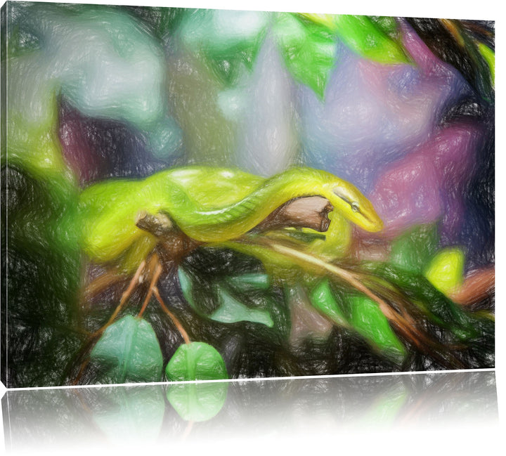Pixxprint Schlange als Leinwandbild/Grösse: 100x70 / Wandbild/Kunstdruck/fertig bespannt, 100x70