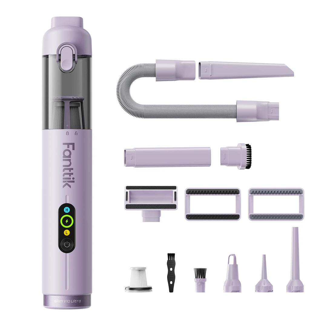 Fanttik Slim V10 Ultra kabelloser Autostaubsauger, 4-in-1 Mini Handstaubsauger mit 19 kPa Saugkraft,