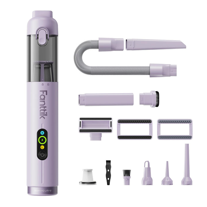Fanttik Slim V10 Ultra kabelloser Autostaubsauger, 4-in-1 Mini Handstaubsauger mit 19 kPa Saugkraft,