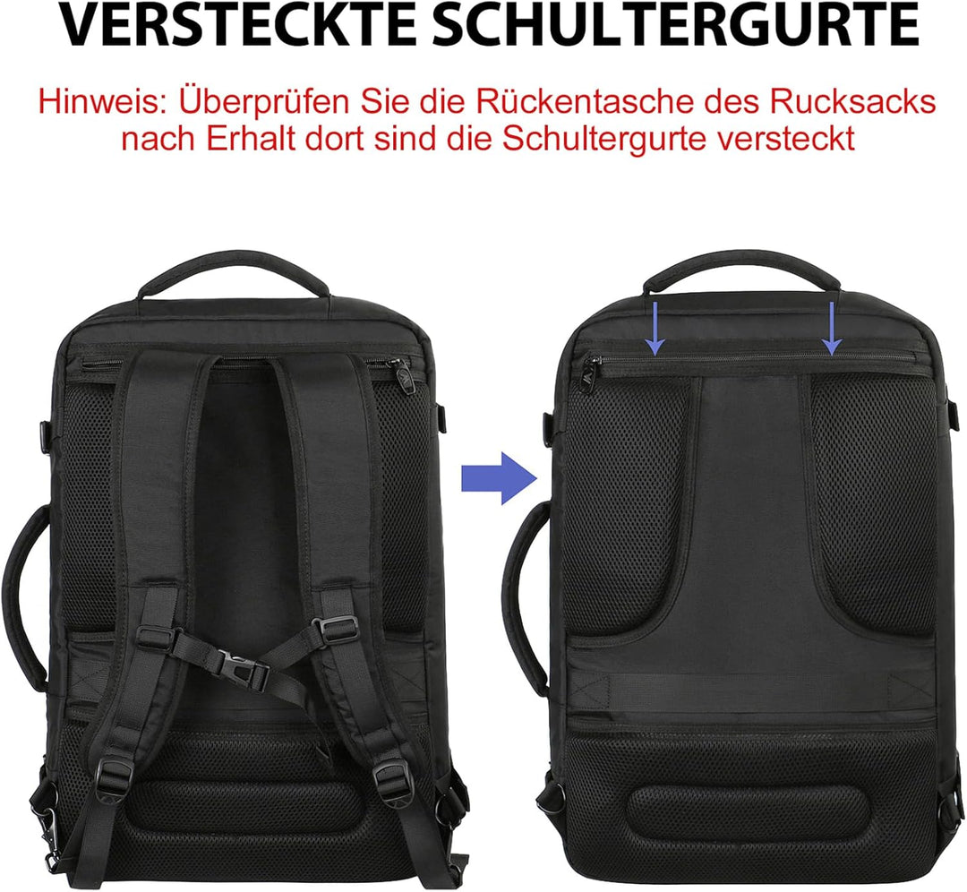 MATEIN Ryanair Handgepäck 40x30x20, Handgepäck Rucksack Flugzeug Herren 24L, Erweiterbar Rucksack 40
