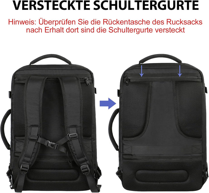 MATEIN Ryanair Handgepäck 40x30x20, Handgepäck Rucksack Flugzeug Herren 24L, Erweiterbar Rucksack 40