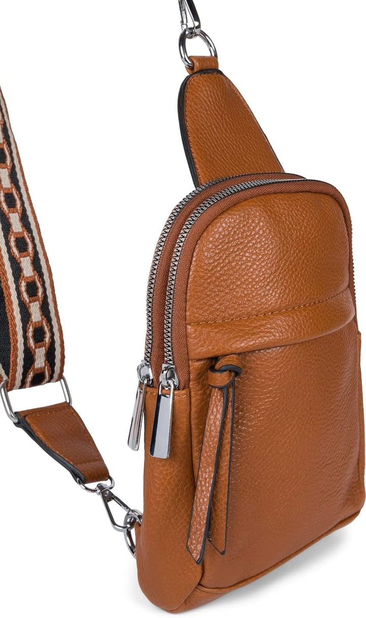 styleBREAKER Damen One Shoulder Rucksack, gemusterter Schultergurt, Einfarbige Crossbody Bag, Cityru
