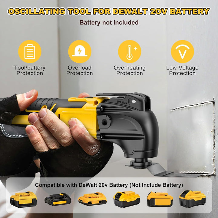 Multifunktionswerkzeug akku für Dewalt 20V XR Akku (ohne Akku), Oszillationswerkzeug Akku mit 23 Zub