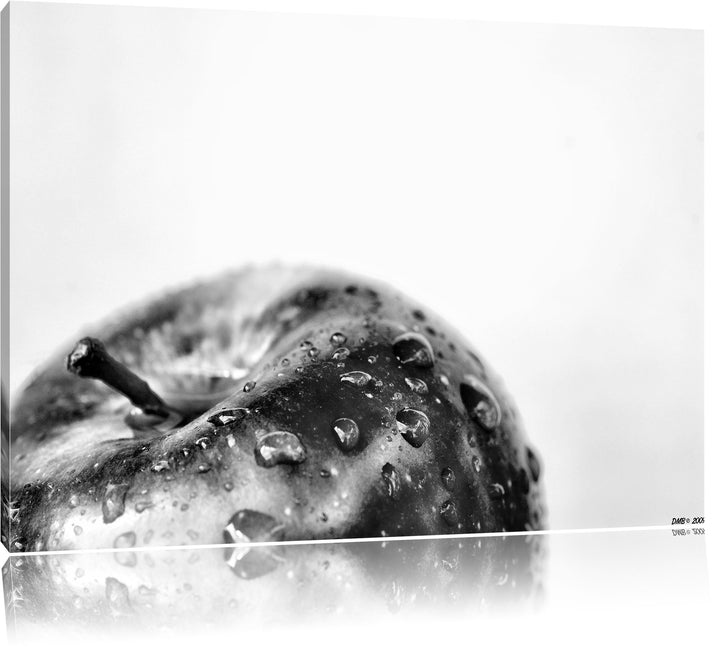 Pixxprint Tropfen auf Apfel / 100x70cm Leinwandbild bespannt auf Holzrahmen/Wandbild Kunstdruck Deko