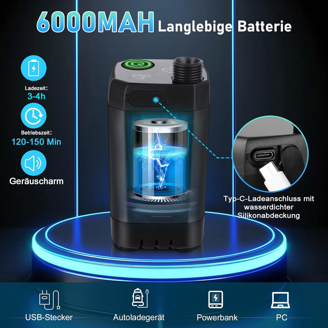 Spopal Campingdusche Tragbare, Campingdusche mit 20L Klappbarer Eimer, 6000mAh Camping Dusche Akku,