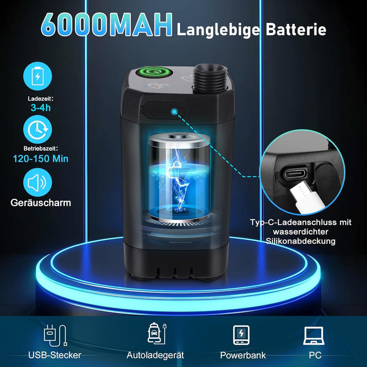 Spopal Campingdusche Tragbare, Campingdusche mit 20L Klappbarer Eimer, 6000mAh Camping Dusche Akku,