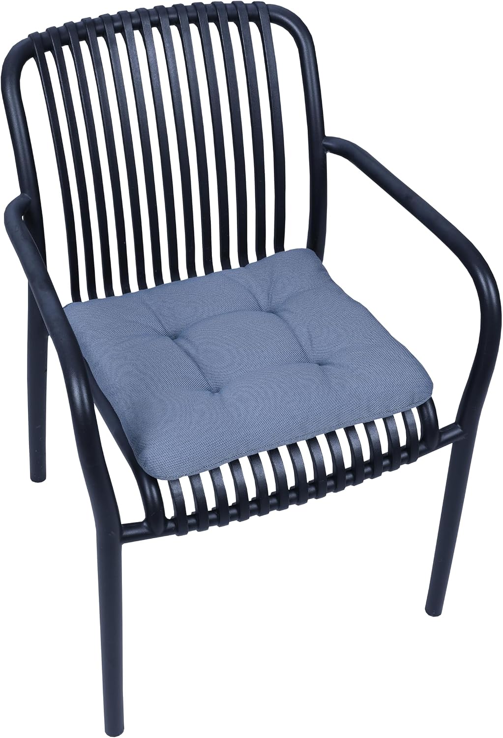 GO-DE Sitzkissen Carina für Gartenstühle, 4er-Set, Uni blau | Masse L x B x H ca. 38 cm x 38 cm x 5