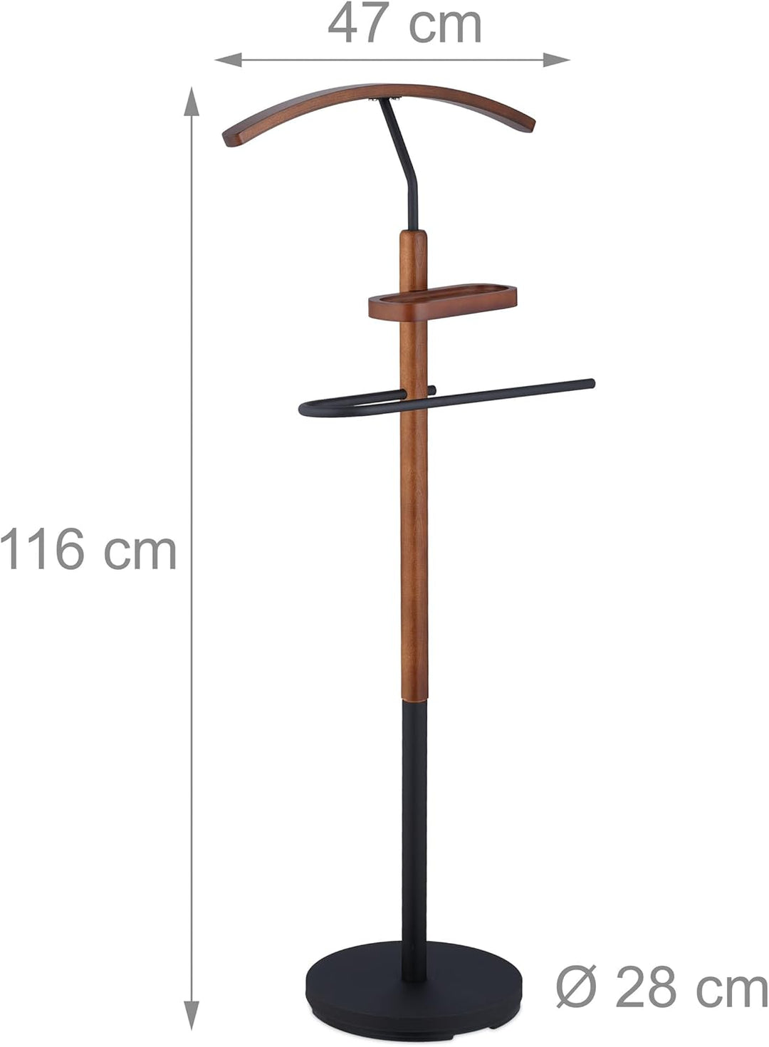 Relaxdays Herrendiener, mit Ablage, für Jackett & Hose, HBT 116 x 47 x 28 cm, MDF & Stahl, Stiller D