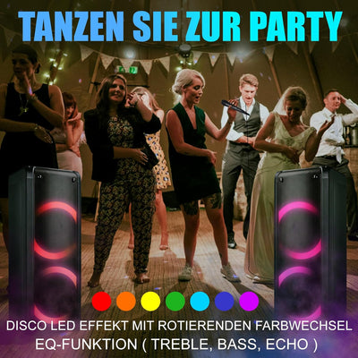 REFLEXION PS09BT DJ Karaoke PA-Anlage, mobil mit Akku und Lichteffekten (Bluetooth, True Wireless St