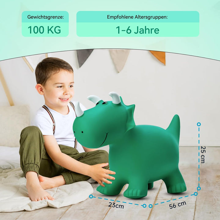 U&C Planet Hüpftier Dinosaurier Hopper Dino Hopper Animal Ride-On für Kinder 1-6, Hochwertiges PVC,