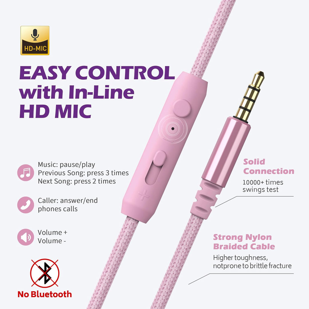 AILIHEN C8 Kopfhörer mit Kabel und Mikrofon, faltbar und verstellbar, On-Ear-Headsets, Lautstärkereg