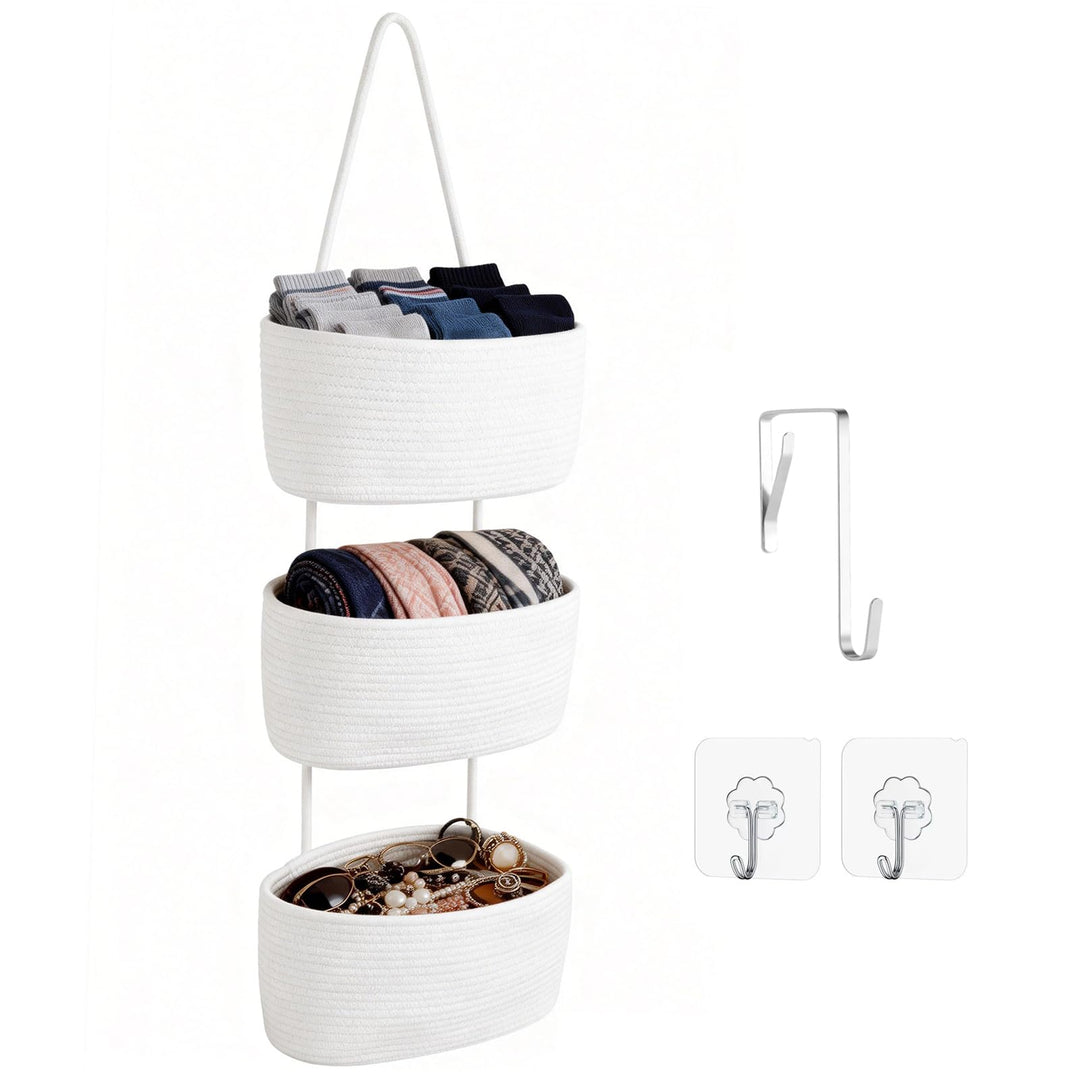Hängender Organizer, Hängeorganizer Mit Haken, Wand Hängen Tasche Zum3-Tier, Hängeregal Stoff Wand a