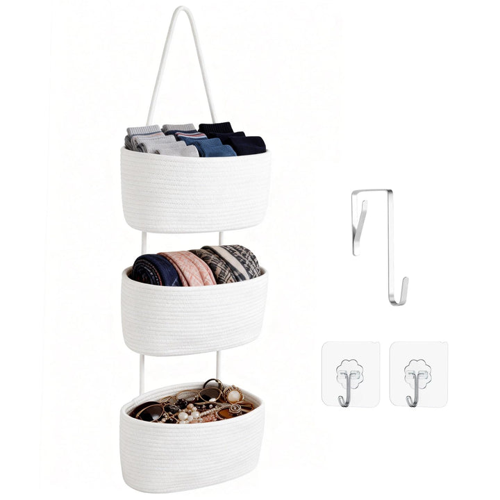 Hängender Organizer, Hängeorganizer Mit Haken, Wand Hängen Tasche Zum3-Tier, Hängeregal Stoff Wand a