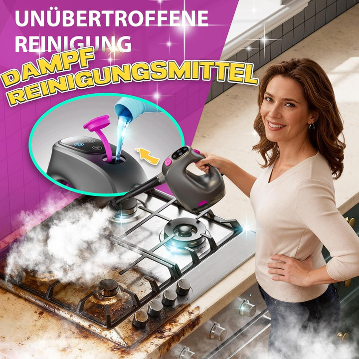 Handdampfreiniger 1200W, 500ml abnehmbarer Wassertank mit Reinigungsmittelspender, entfernt Fett und